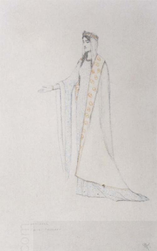 Fernand Khnopff Costume Drawing For Le Roi Arthus Genievre China oil painting art